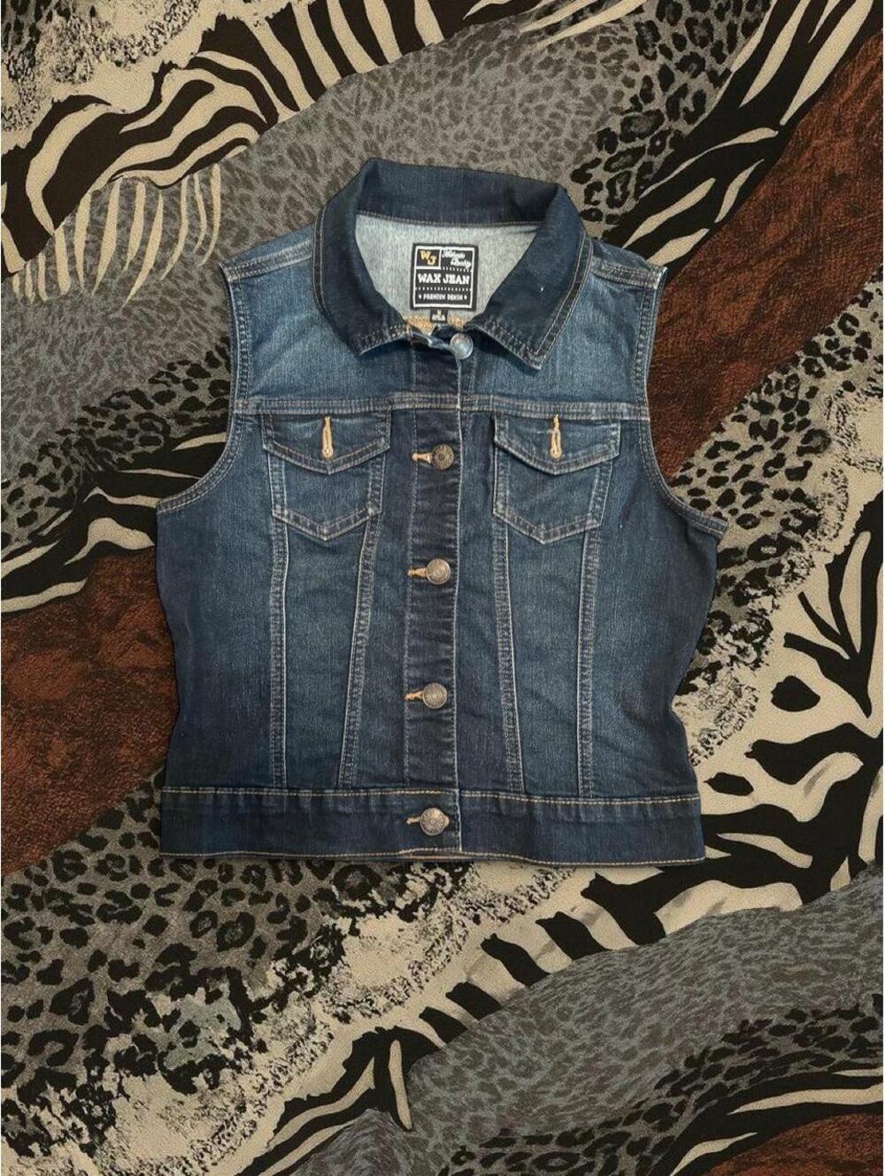 Wax Jean Women's Blue and Navy Gilet